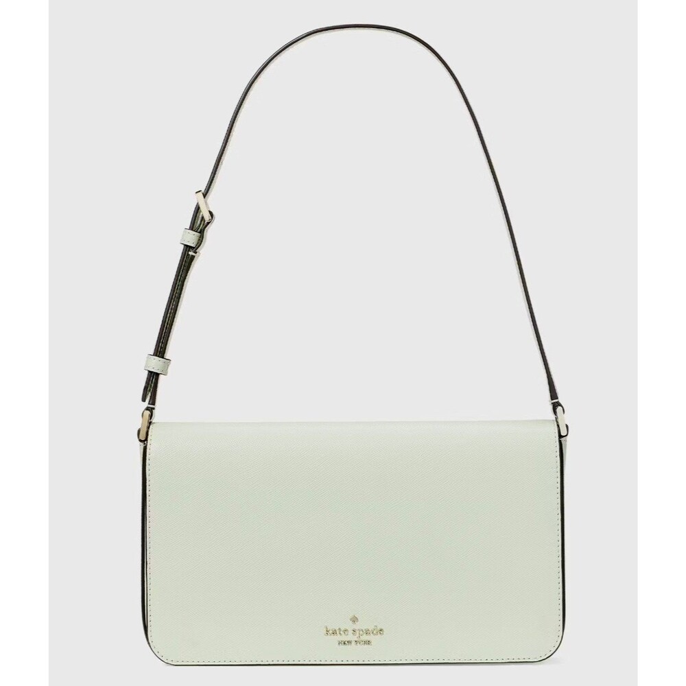 New Kate Spade Staci Flap Shoulder Bag Saffiano Leather Light Olive